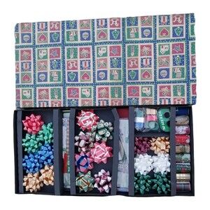 Vintage Christmas Wrapping Kit With Bows Gift Tags Multicolor Paper Supplies